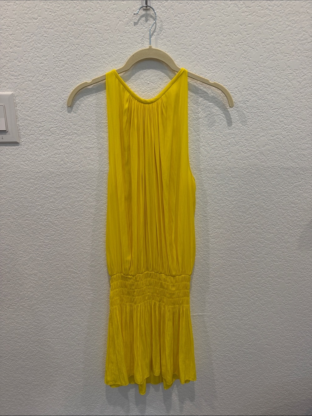 NWOT Ramy Brook Smocked Waist Yellow Mini Dress